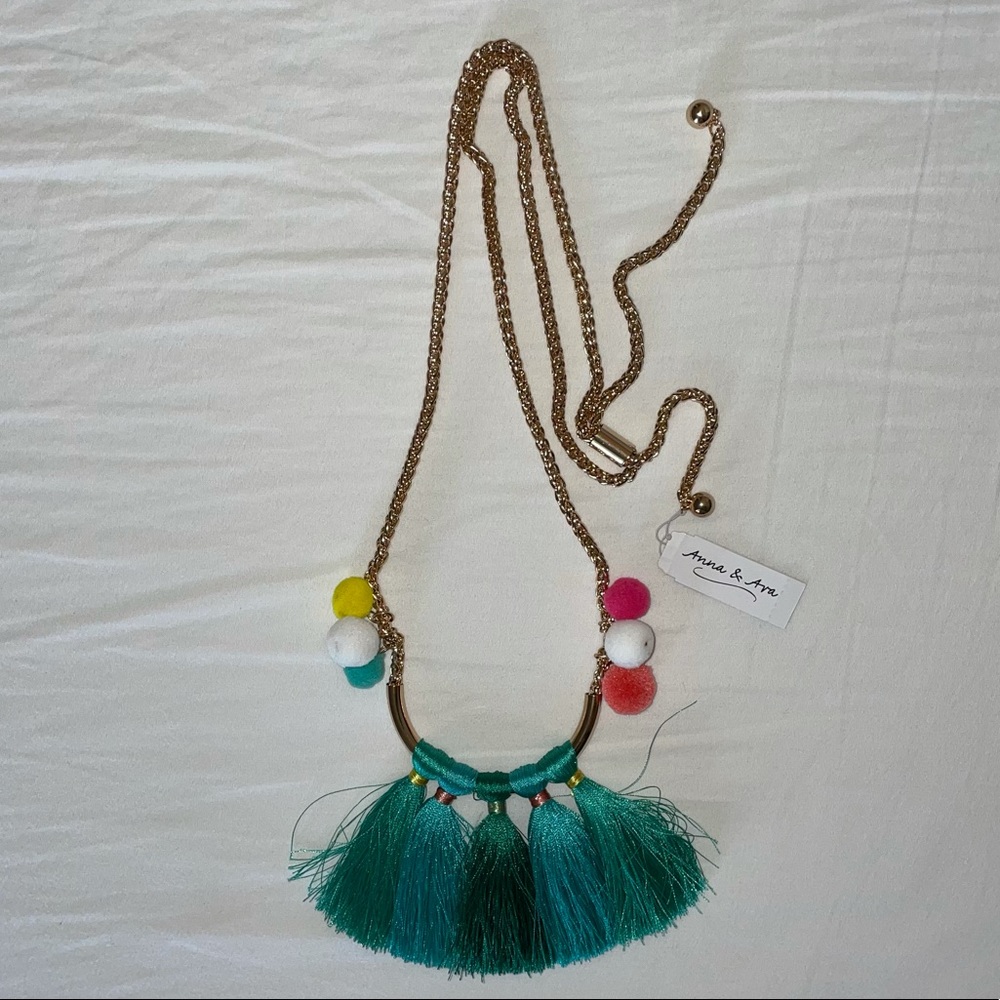 Anna & Ava Pom Pom Tassel Gold Necklace
